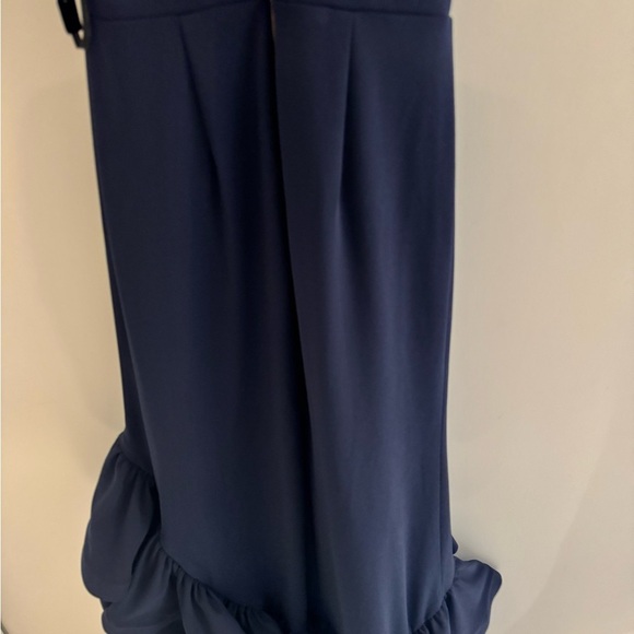 New Betsy and Adam Arielle Ruffle Tier Scuba Crepe Dress Navy Sz 2 - Picture 6 of 12
